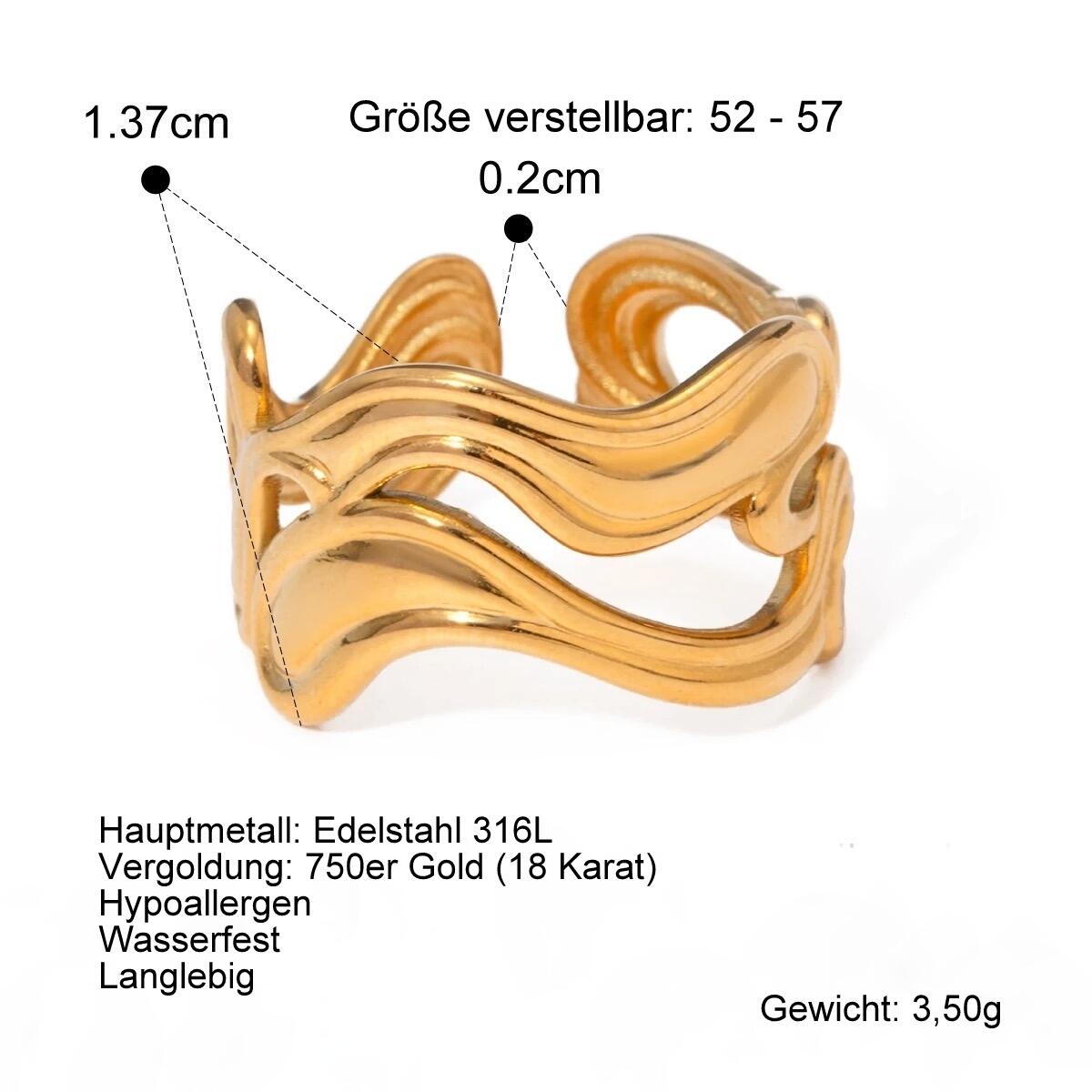 Free Waves Ring Gold R6316D