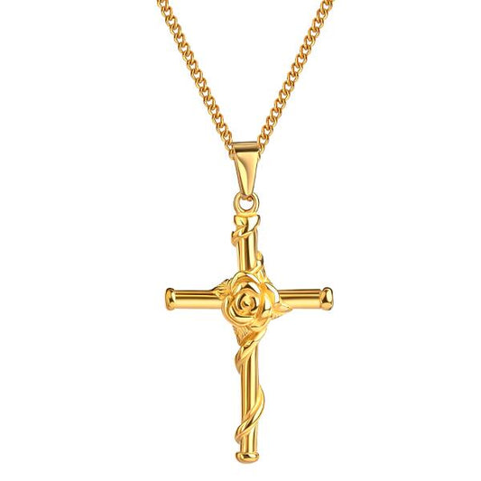 Flower Cross Kette Gold K6128D