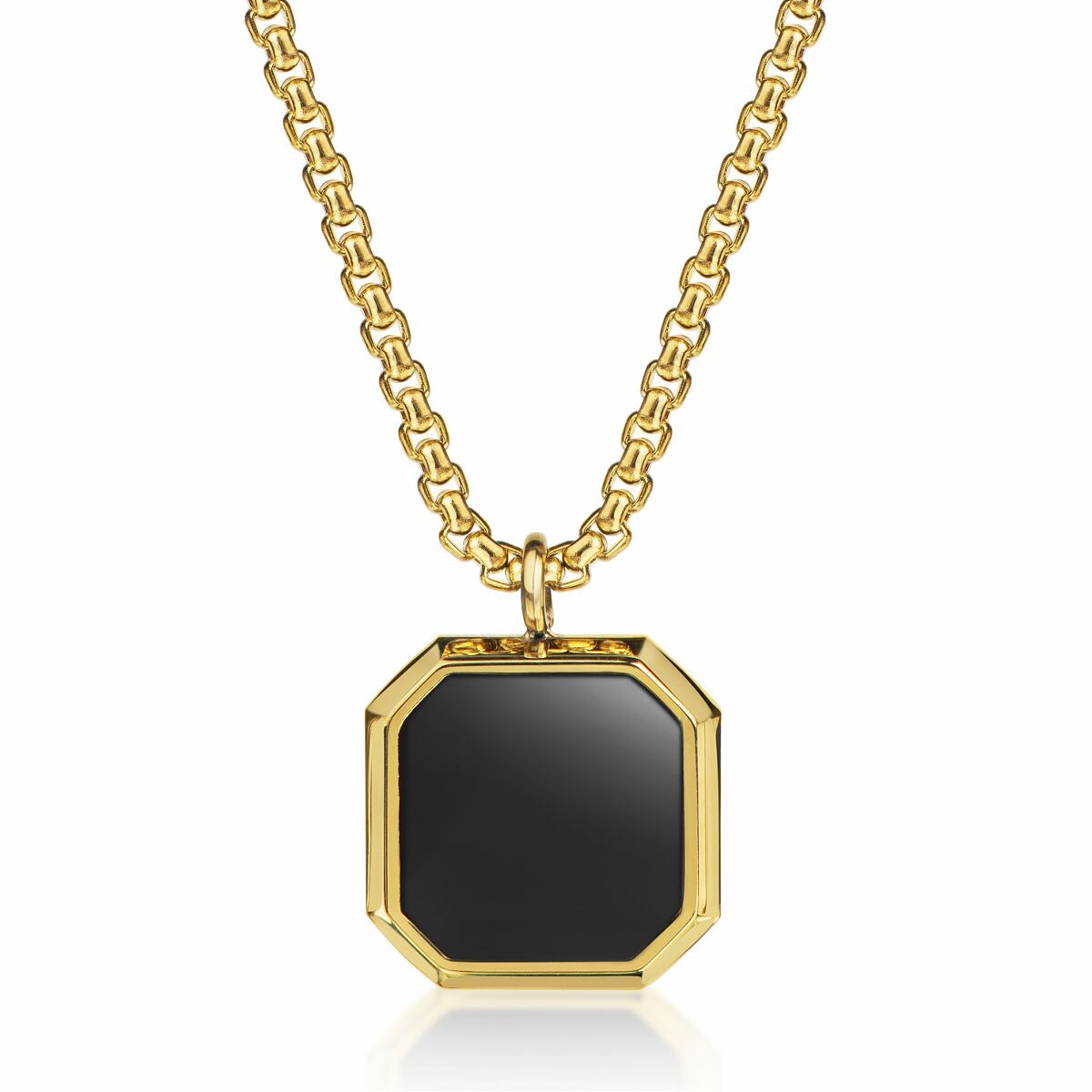 Black Octagon Kette Gold K3365D