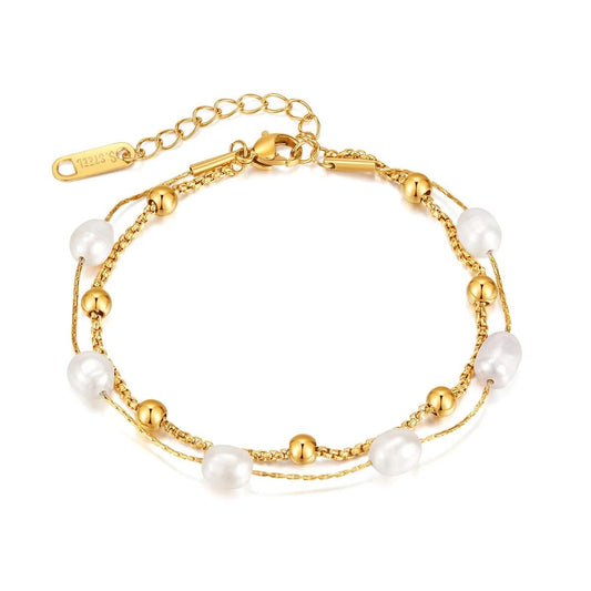 Pearls Drops Armband Gold B6340D