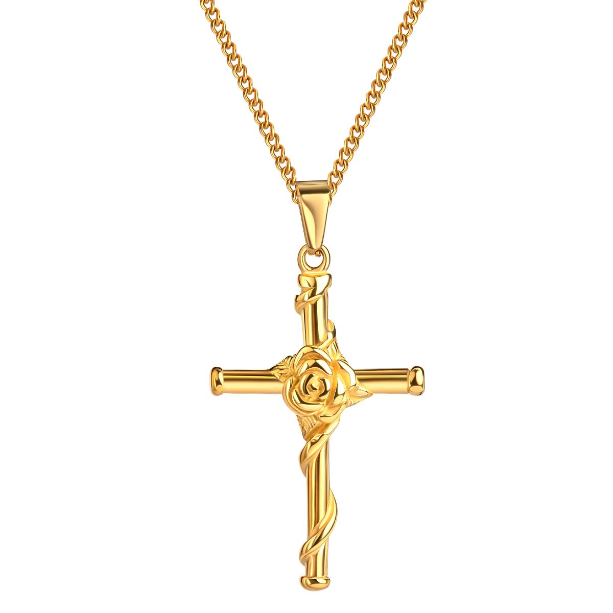 Flower Cross Kette Gold K6128D