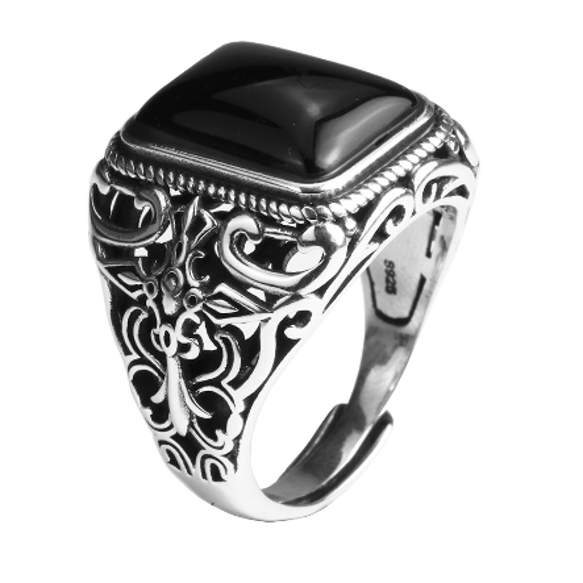 Ring Barney Silber Onyx R3226