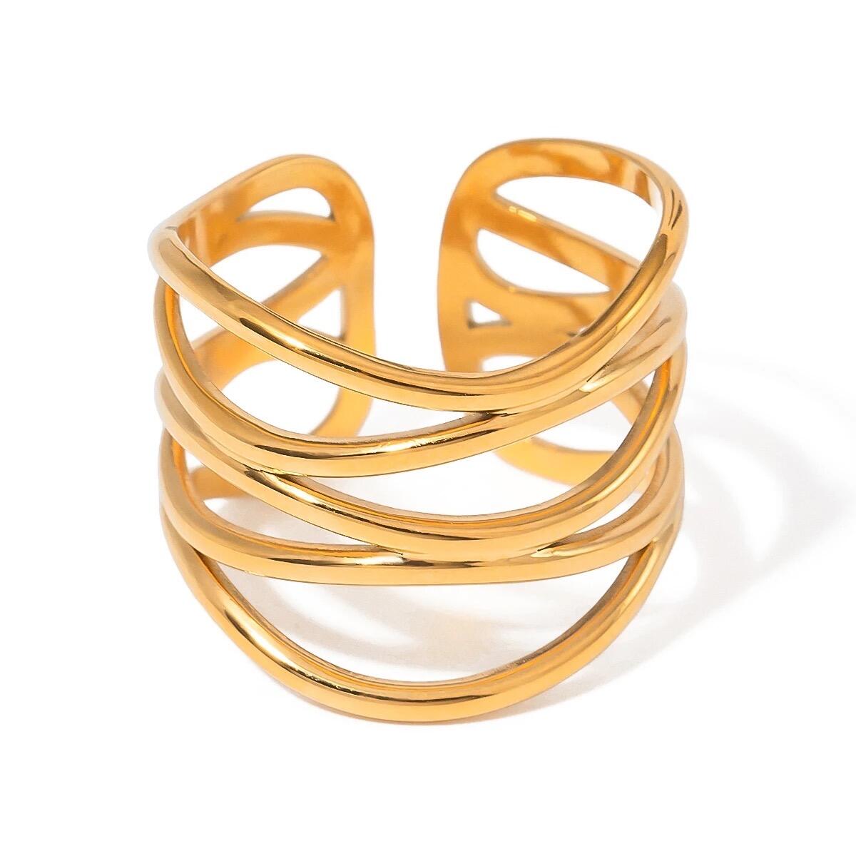 Sea Waves Ring Gold R6347D