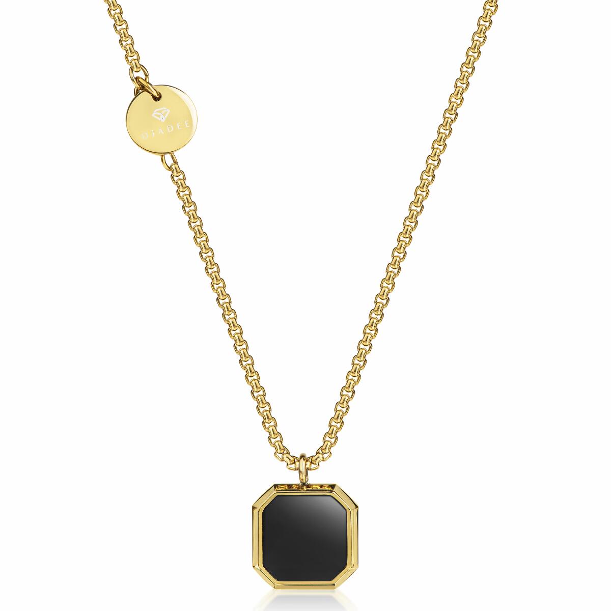 Black Octagon Kette Gold K3365D