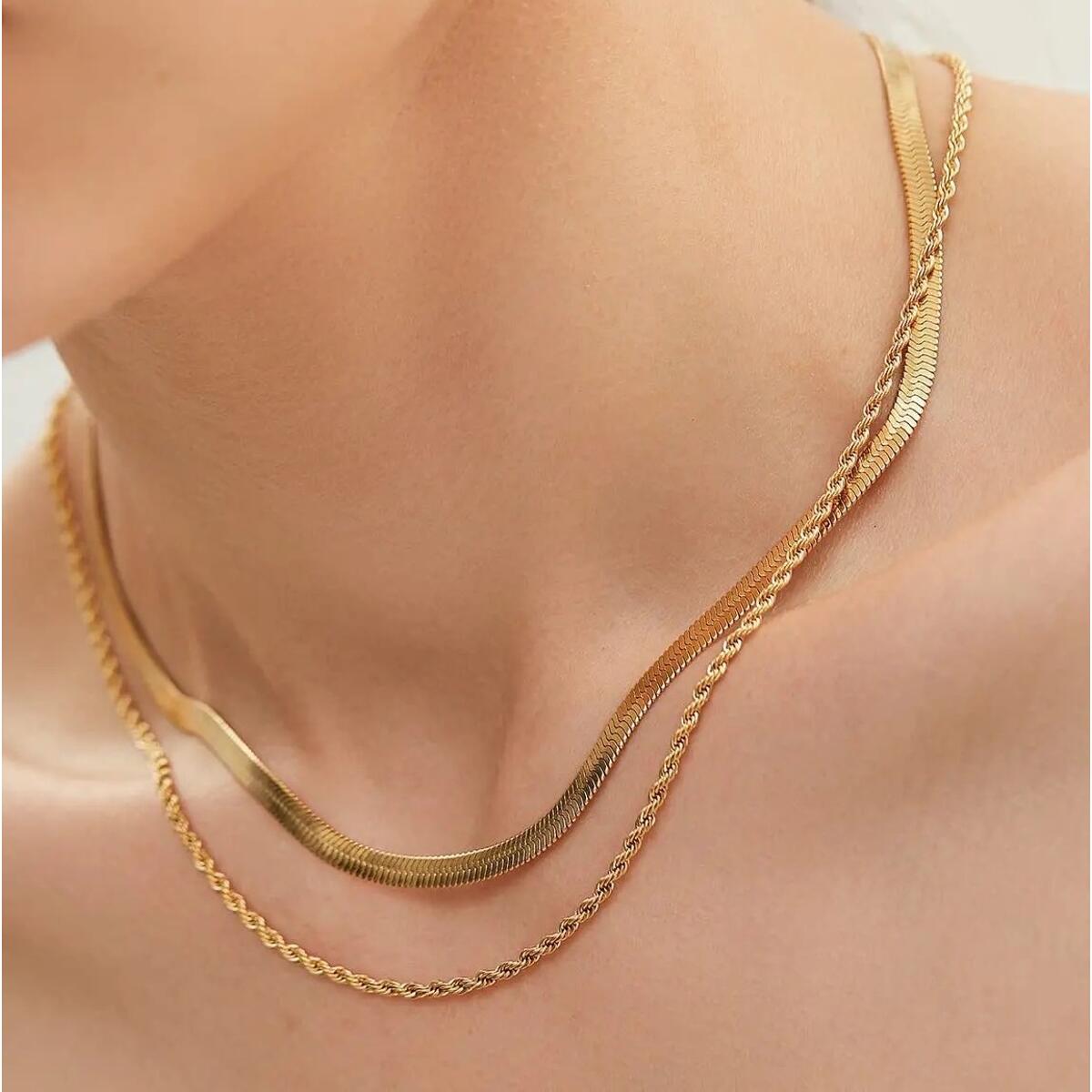 Waves Duo Kette Gold Silber K6327D