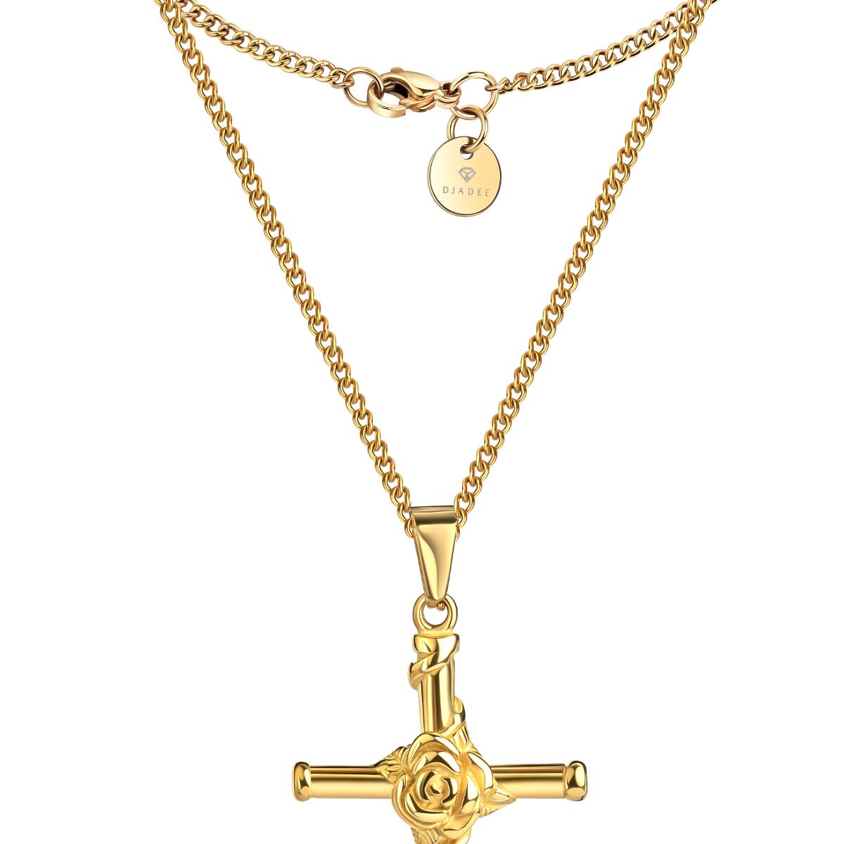 Flower Cross Kette Gold K6128D