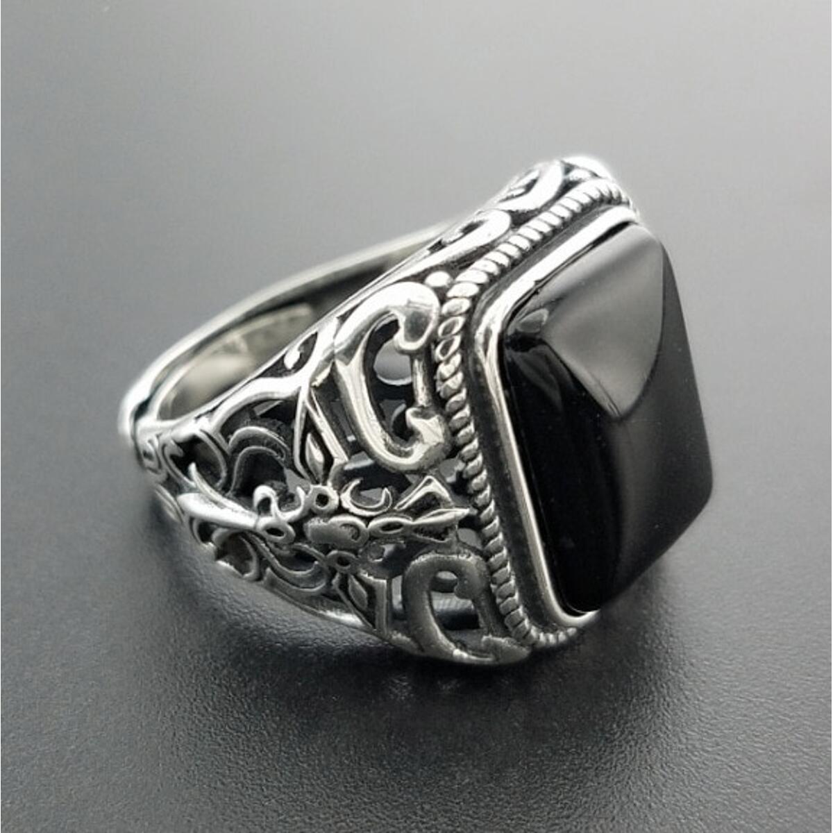 Ring Barney Silber Onyx R3226