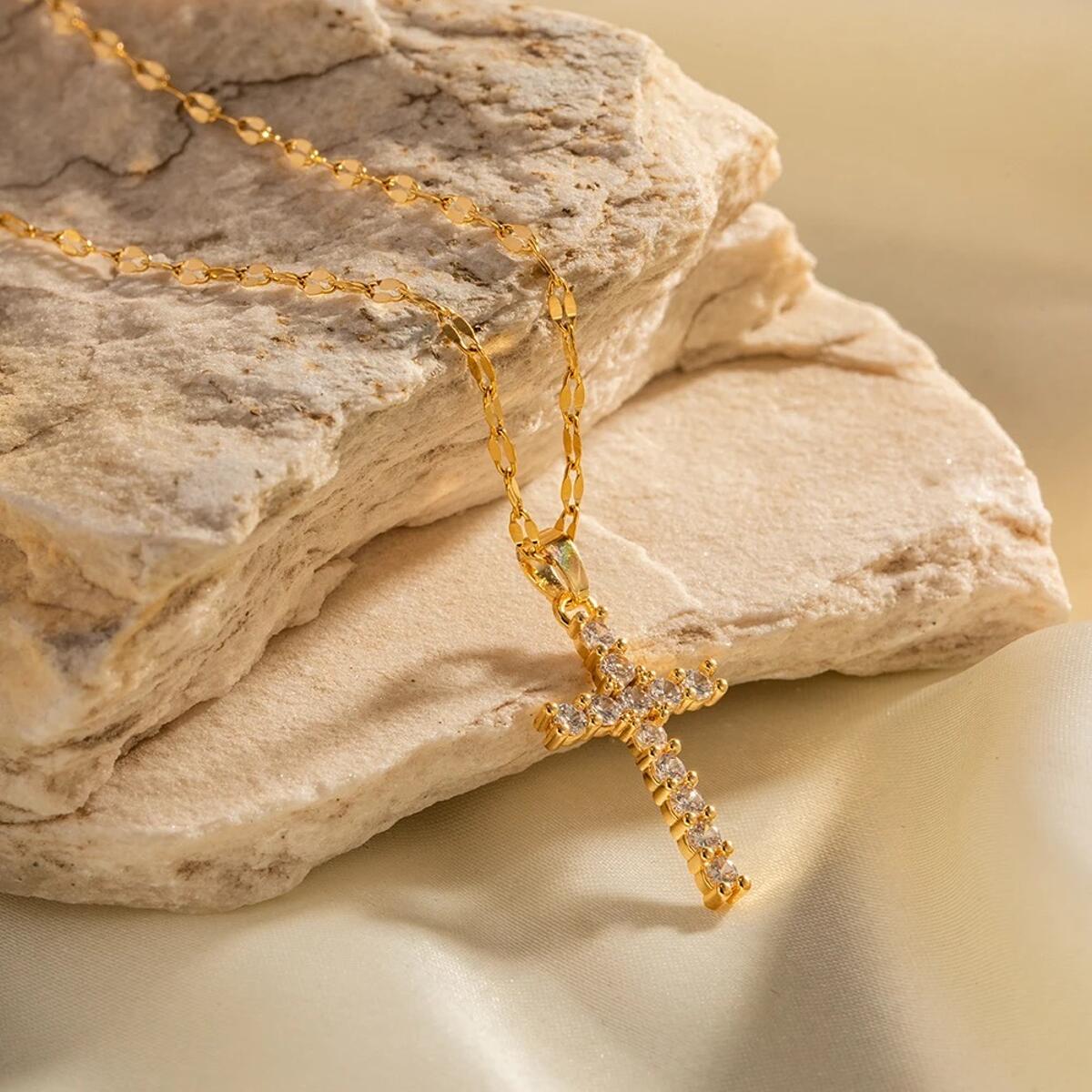 Diamond Cross Kette Gold K6323D