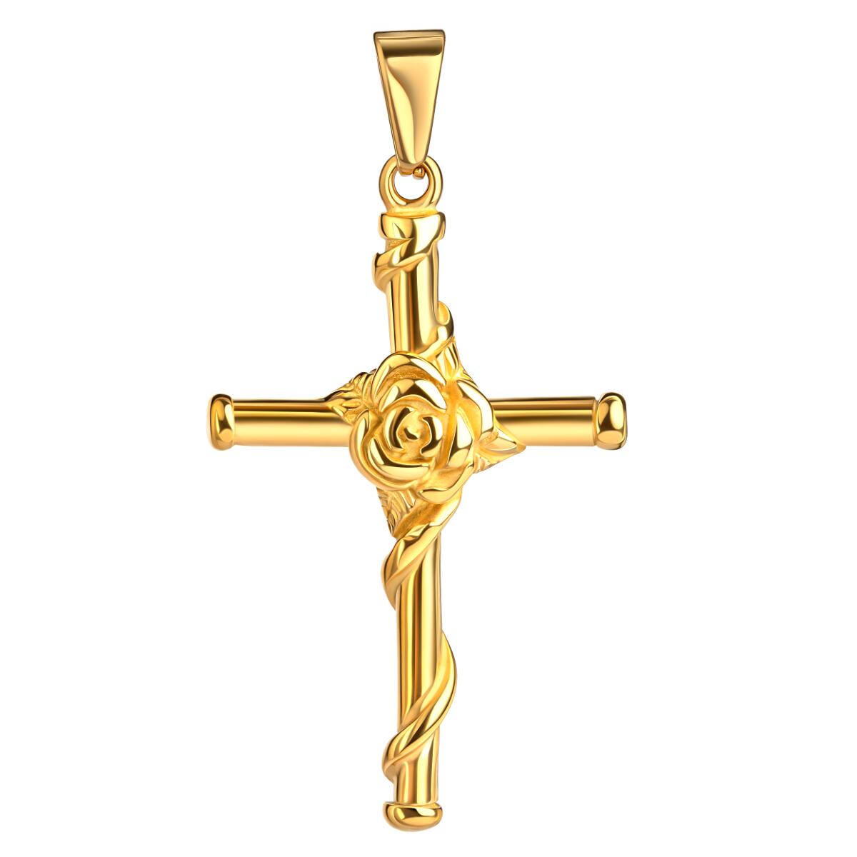 Flower Cross Kette Gold K6128D