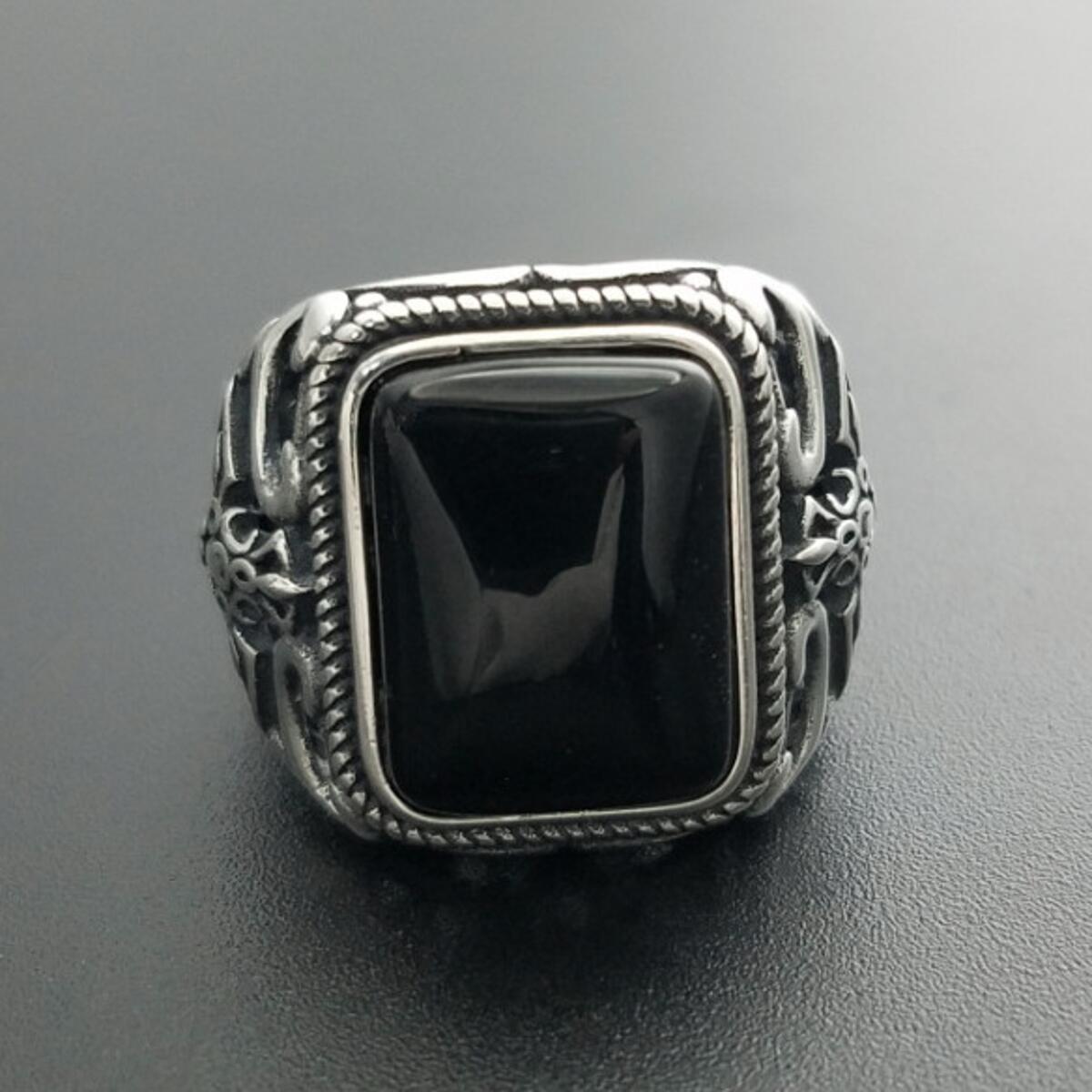 Ring Barney Silber Onyx R3226