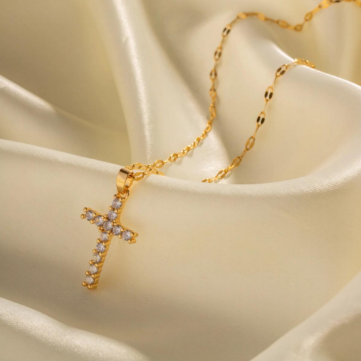 Diamond Cross Kette Gold K6323D